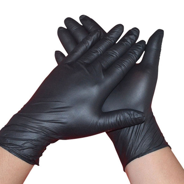 Zwarte rubberen handschoenen