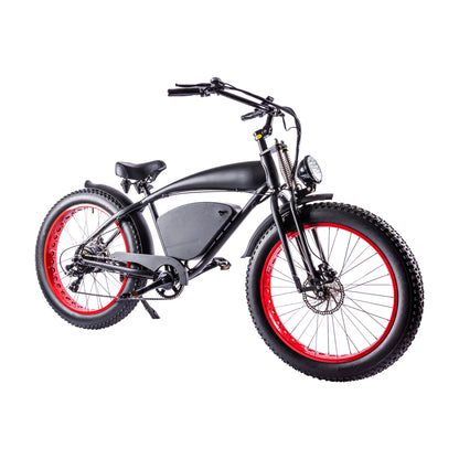 Vintage-Cruiser Ebike | Zwart Rood