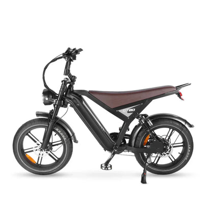 Bruine Ouxi GT20 e-bike zijaanzicht op witte achtergrond