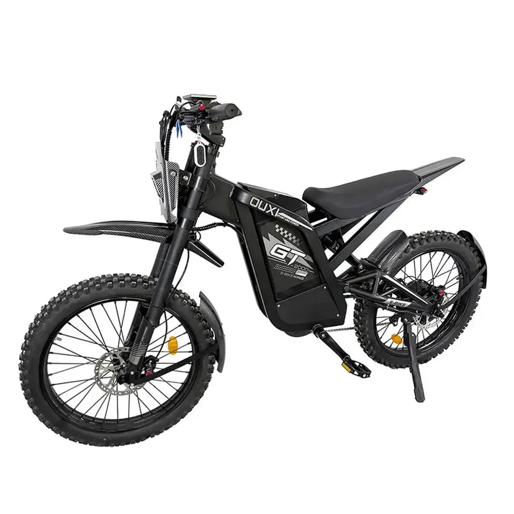 Grijze Ouxi GT2000 e-bike, zijaanzicht op witte studio-achtergrond