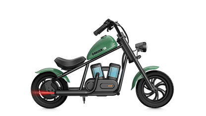 Kinder chopper Ecruiser 12Pro in groen, zijaanzicht op witte achtergrond