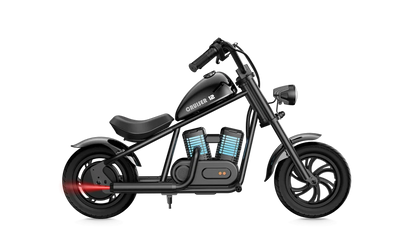 Kinderchopper Ecruiser 12Pro in zwart, zijaanzicht op witte achtergrond