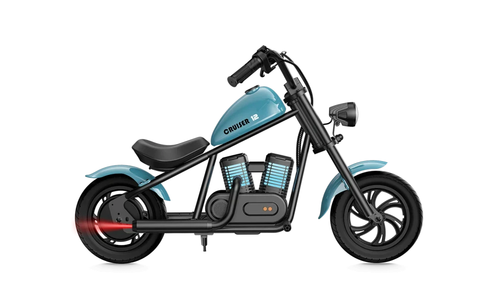 Kinder chopper Ecruiser 12Pro in blauw, zijaanzicht op witte achtergrond