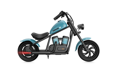 Kinder chopper Ecruiser 12Pro in blauw, zijaanzicht op witte achtergrond